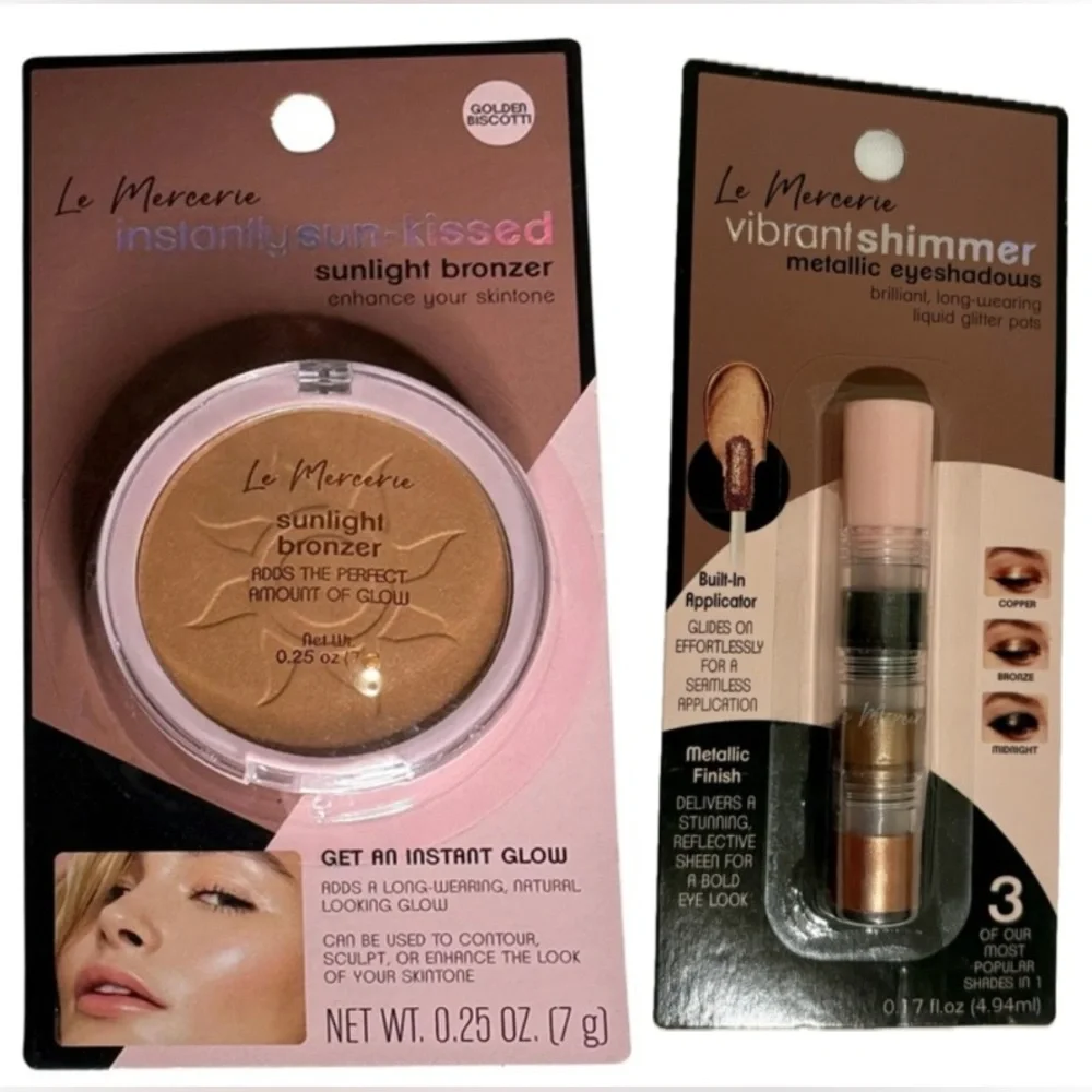 Le Mercerie Set - Vibrant Shimmer Metallic Eyeshadows & Golden Biscotti Bronzer